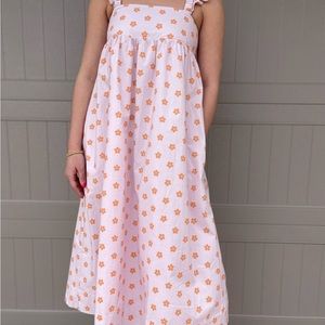 Brand New Babydoll Pink Floral Midi Dress. Size Small